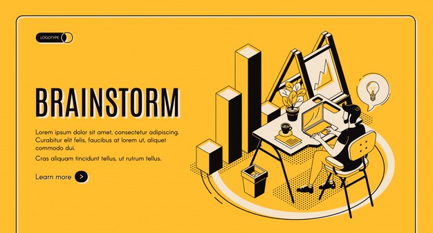 Brainstorm isometric landing page online service 33099 1811