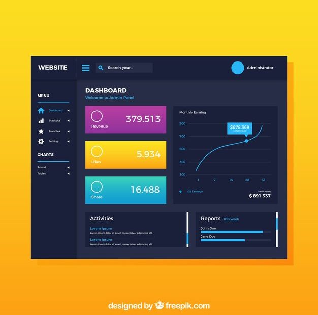 Dashboard admin panel template with flat design 23 2147882722